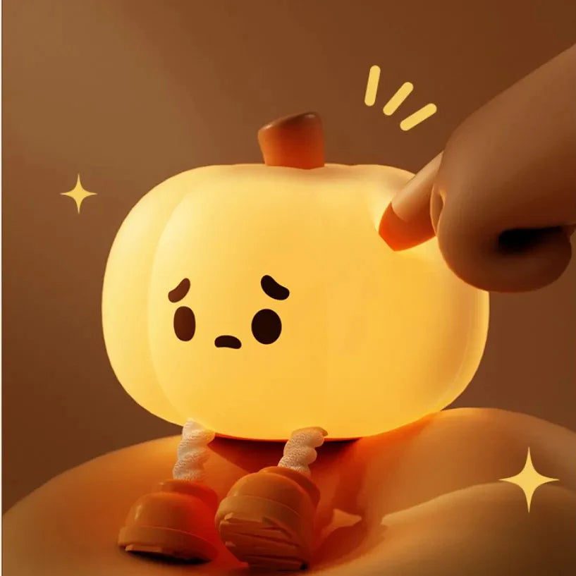 Cute Halloween Pumpkin Night Silicone Lamp. Touch Dimmable, Rechargeable. Bedside Decor Light For Kids, Gift, Halloween Decoration