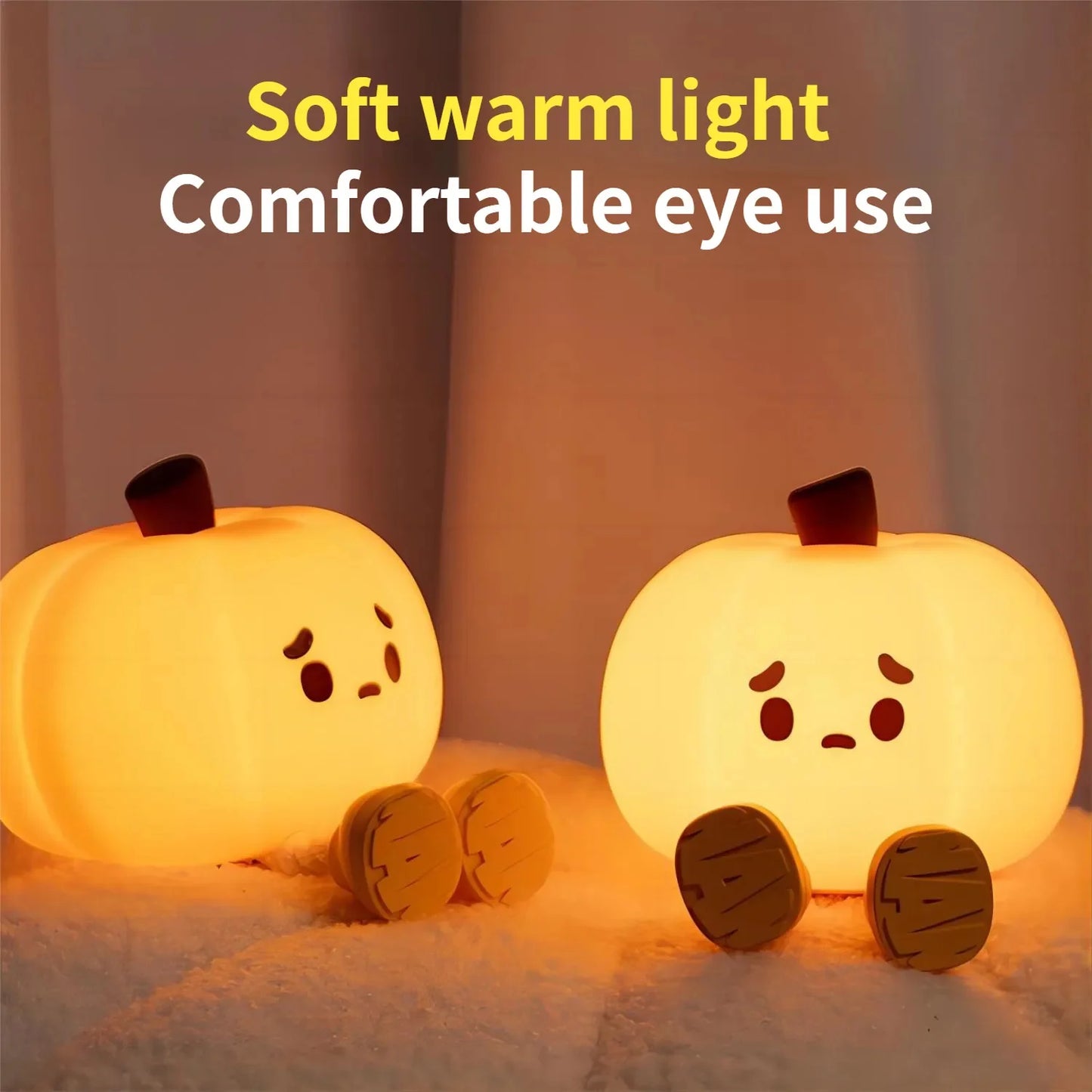 Cute Halloween Pumpkin Night Silicone Lamp. Touch Dimmable, Rechargeable. Bedside Decor Light For Kids, Gift, Halloween Decoration