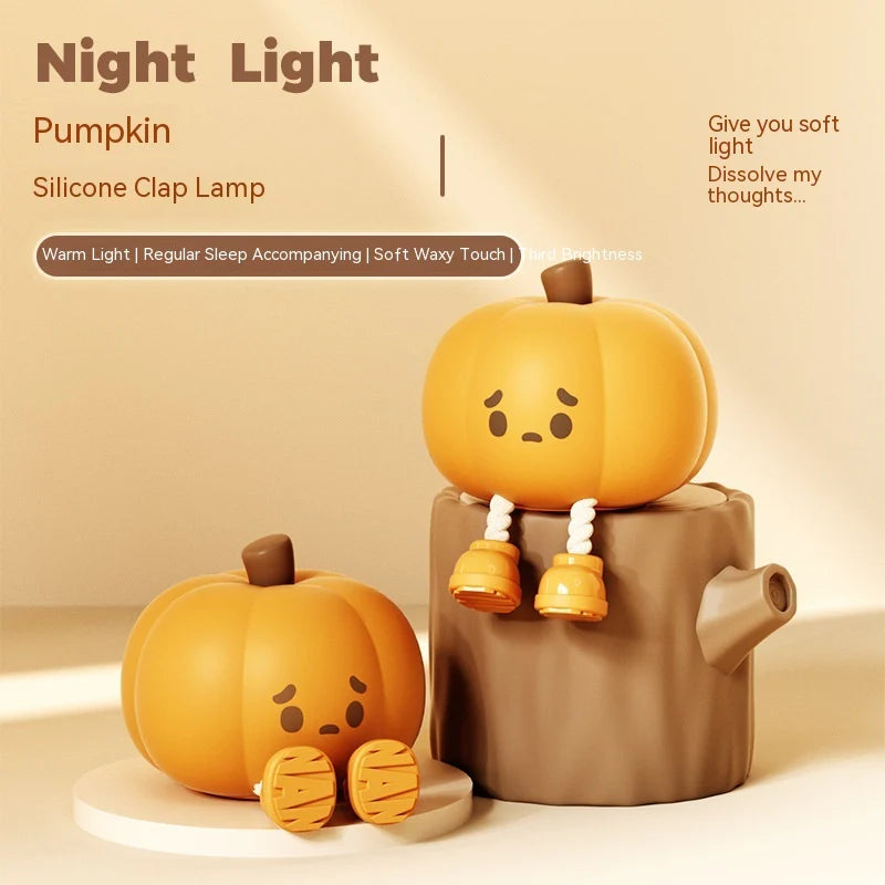 Cute Halloween Pumpkin Night Silicone Lamp. Touch Dimmable, Rechargeable. Bedside Decor Light For Kids, Gift, Halloween Decoration